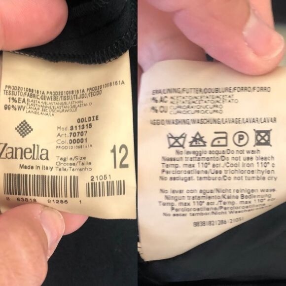 Zanella Goldie Black Wool Pants Straight Flat Front Size 12 - Picture 8 of 8